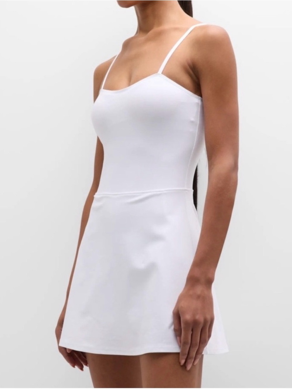 ALO Yoga White Spaghetti-Strap Mini Dress